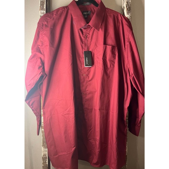 Omegatux Other - Burgundy Dress Shirt with Classic Collar and Smooth Finish
